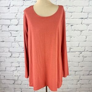 Bryn Walker Tunic Shirt Top Bamboo Organic Cotton Orange Women’s Small Lagenlook